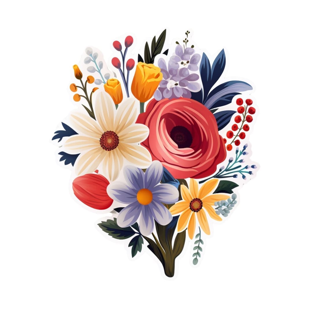 Orange Flowers Stickers - Image 3