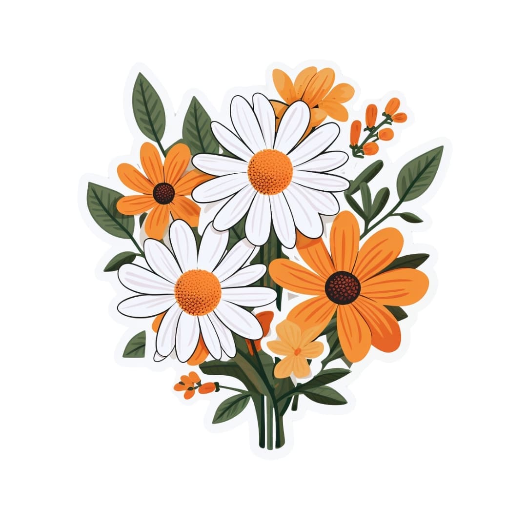 Orange Flowers Stickers - Image 5