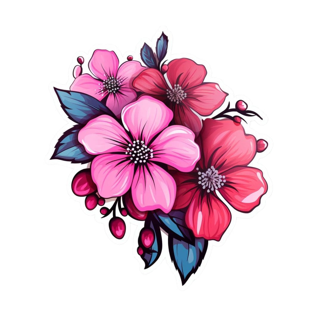 Pink Flowers Stickers - Image 4