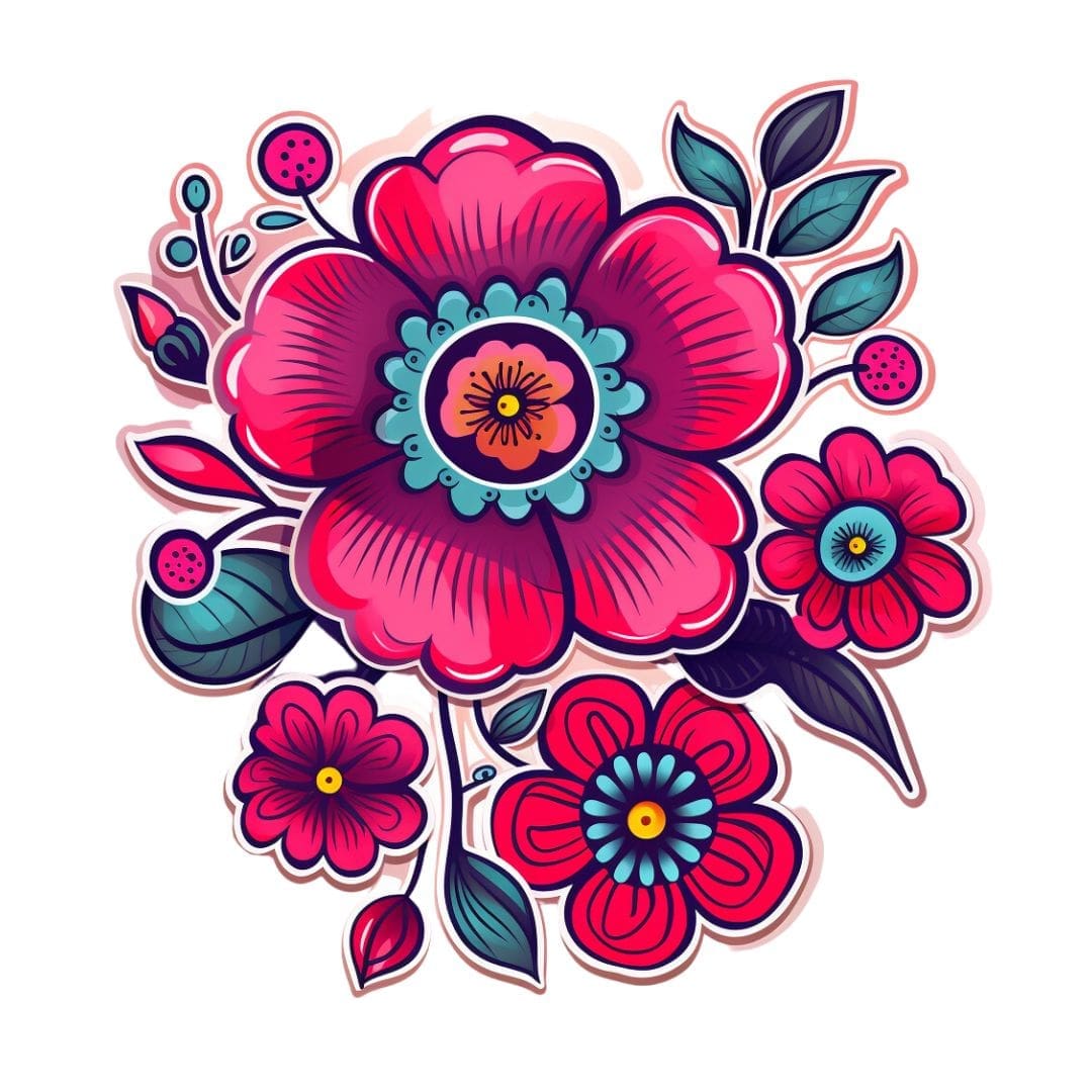 Pink Flowers Stickers - Image 6